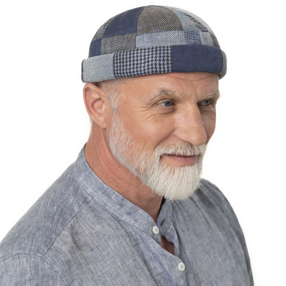 Laughlin Patchwork Docker Hat Women/Men Brown-Blu… - image 2